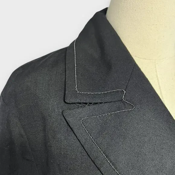 Brunello Cucinelli Monili Bead Trimmed DB Peacoat Jacket Black Size 42 US 6 NWT